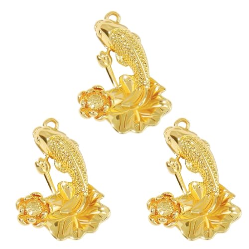 Coiris Gold Fish Charm Pendant 3D Sea Animal DIY Bracelet Necklace Earrings Beading and Jewelry Making Decorations - color: Gold Flower Fish, size: Big