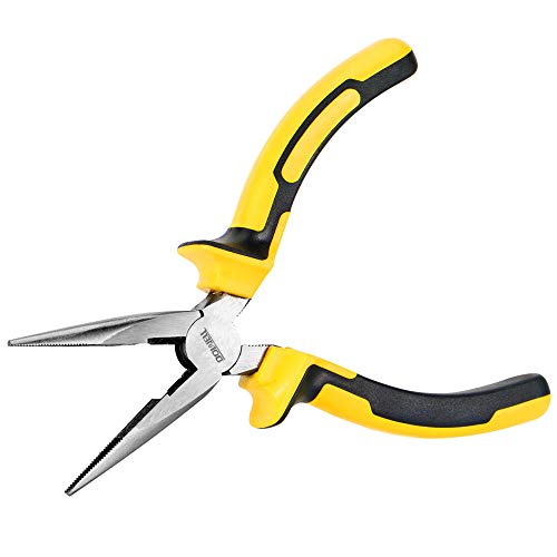 DOWELL 6 Inch Long Nose Pliers Needle Nose Pliers with Wire Cutter Nickel Chromium Steel Construction Professional Handle - size: 6"Long Nose Pliers