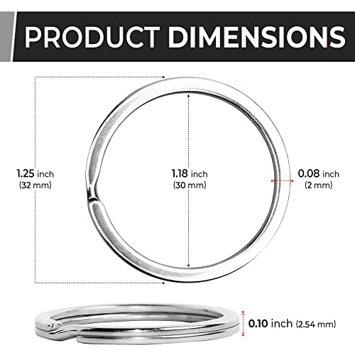 CREST Surgical and Marine Grade Stainless Steel Split Ring for Keychains SS316L Key Rings for Car Keys - color: 10-pack Large