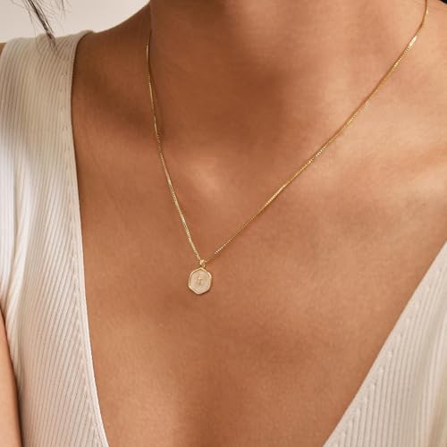 Mothers Day Gifts for Mom Cross Necklace for Women Dainty 14K Gold Plated Cross Coin Necklace Simple Round Disc Pendant Minimalist Cute Charm Everyday Religious Jewelry Gifts - style: box chain