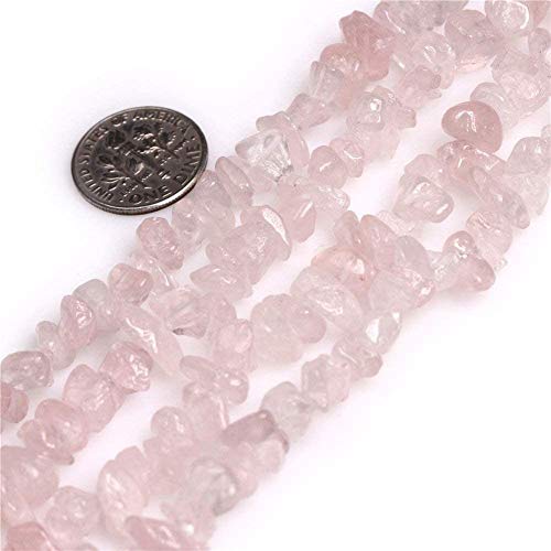 Genuine Rose Quartz Chip Beads 5-8mm Irregular Shaped Tumbled Chips Stone Crystal Loose Bead for Jewelry Making 1 Strand 32" - color: Rose Quartz