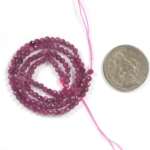 3mm Heated Ruby Color Enchance Faceted Gemstone Round Loose Beads Strand 15.5-16" DIY Jewelry Making - color: Heated Ruby Color Enchance