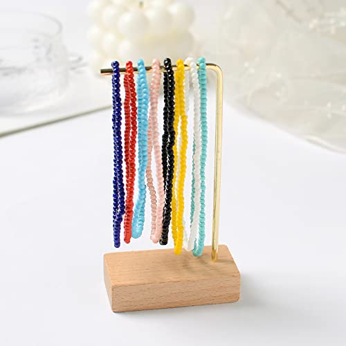 XIJIN 18 Pieces Elastic Beaded Anklets for Women Handmade Beach Boho Colorful Beads Ankle Bracelets Set - color: Solid Color A