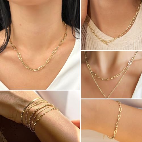 16Ft Stainless Steel Paperclip Chain for Jewelry Making, 3.5mm Width Gold Plated Paper Clip Link Chains Roll for DIY Necklace Bracelet Jewelry Making Supplies with Lobster Clasps Soft Tape Measure - color: Paperclip 3.5mm Gold