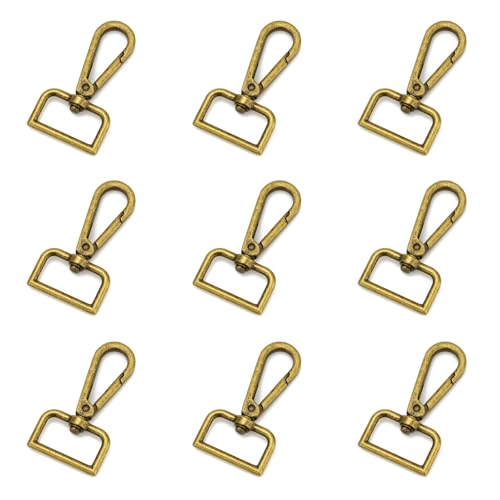 9 Pcs D Ring Swivel Lobster Claw Clasp Push Gate Snap Hooks Trigger Clips for DIY Crafts Keychain Purse Handbag Making,1 Inch Bronze - color: 1" Bronze 9pcs, size: 1"