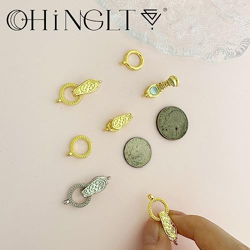 OHINGLT Fold Over Magnetic Necklace Clasps and Closures 18K Gold and Silver Plated Brass with Loop Magnet Converter for DIY Bracelet Jewelry Making - color: 2Pcs Silver-A