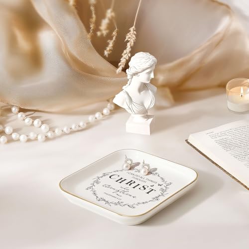 Christian Gifts for Women – Jewelry Tray, with “I CAN DO ALL THINGS THROUGH CHRIST...” – Perfect Birthday Gifts for Women, Baptism Gifts for Girl, Inspirational Keepsake, Mothers Day Gifts - style: Philippians 4:13