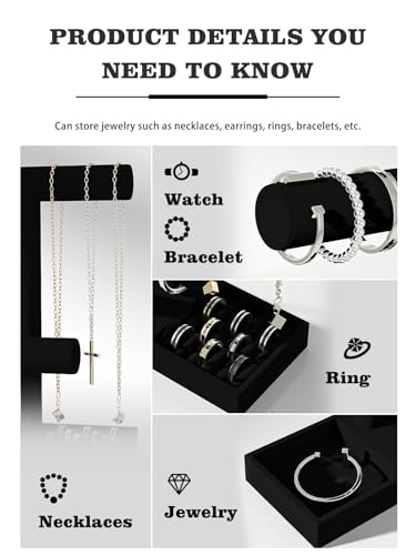 Bracelet and Necklace Holder,Velvet Jewelry Necklace Display Organizer Stand,bracelet Holder for Selling,Bracelet and Necklace Storage Tree (Style 2（Black）) - style: Style 2（Black）