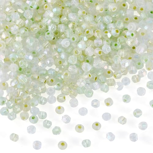 Beadthoven 405Pcs 4mm Bicone Glass Beads Green Crystal Glass Seed Beads Rainbow Plated Transparent Small Mini Pony Loose Spacers for Bracelets Jewelry Making Necklace DIY Crafts Supplies - color: Green