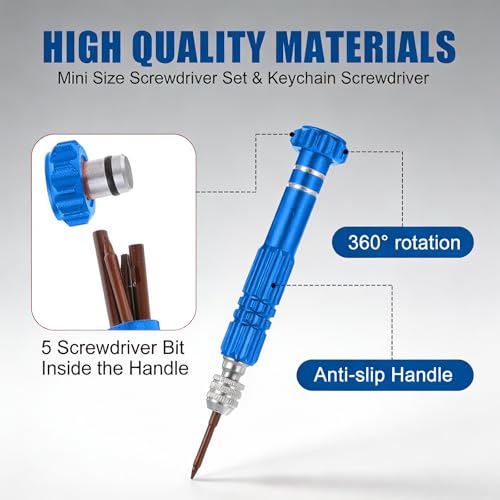 5-in-1 Multifunctional Small Screwdriver, Precision Set with 5 Micro Bits, Mini Repair Magnetic Screwdriver Kit for Eyeglass Sunglasses Electronics Cellphone Jewelry, Blue - color: Blues