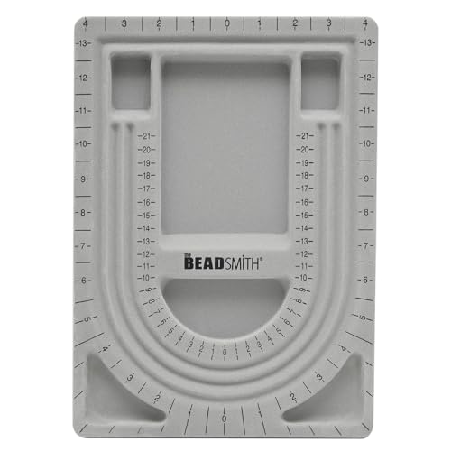 The Beadsmith Bead Board, Grey Flocked, 3 U-Shaped Channels, 6 Recessed Compartments, 9.5 x 13 inches, Design Boards for Creating Bracelets, Necklaces and Other Jewelry - size: 28" - 3 Channel