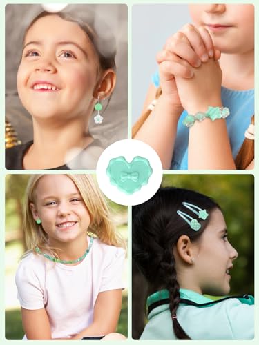 150PCS Acrylic Pastel Beads for Jewelry Making, Kalolary Colorful Bow Butterfly Flower Kawaii Plastic Candy Heart Cute Macaroon Aesthetic Beads for Bracelet Necklace DIY Supplies (Green) - color: Green