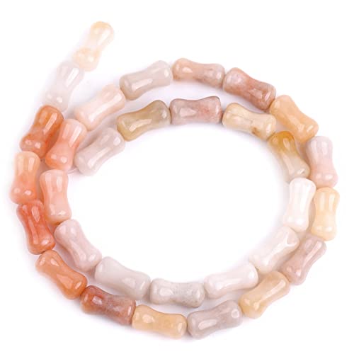 GEM-Inside 30Pcs 6x12mm Natural Pink Agate Jasper Stone Plant Bamboo Knot Bone Charms Beads for Jewelry Making Power Energy Chakra Stone Beads - color: Pink Agate