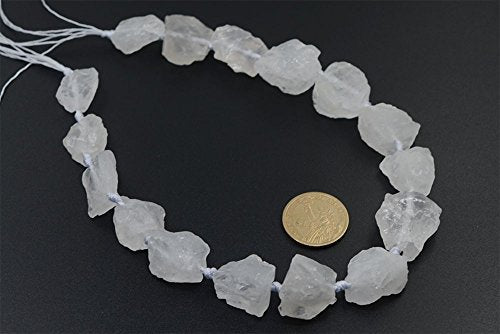 Natural White Clear Quartz Crystal Nugget Raw Graduated Beads Strand 2mm Hole Drilled - color: White Quartz Rock Crystal