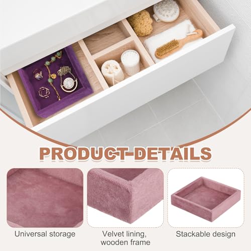 uxcell Stackable Jewelry Storage Tray, Empty Tray Drawer Organizer, Small Display Box for Earrings, Necklaces, Rings and Bracelets, Pink - color: Pink