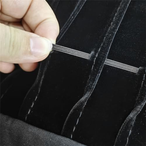 Portable Jewelry Roll Untangled Secure Necklace Travel Storage Bag Displays Holder 16 Chain (Gray PU and Black Velvet) - color: Gray PU and Black Velvet