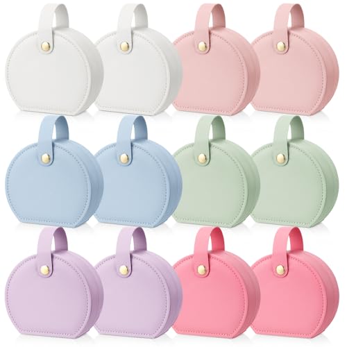 Weysat Travel Jewelry Case Bulk Mini Leather Bridesmaid Jewelry Gift Box Small Earring Storage Organizer(White, Pink, Green, Blue, Purple, Dark Pink,12 Pack) - color: White, Pink, Green, Blue, Purple, Dark Pink