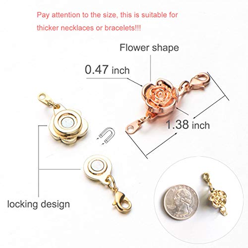 Zpsolution 12 Pieces Locking Magnetic Clasps for Necklaces and Bracelets Jewelry Making Clasp Converter - color: 4 Glod 4 Silver 4 Rose Glod