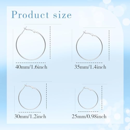 Hoop Earring Findings Stainless Steel Earrings Beading Round Earrings Open Beading Hoop for Jewelry Making DIY Crafts Art Creation (siliver (25/30/35/40mm) - color: siliver (25/30/35/40mm）