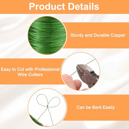 HARFINGTON Wire 203ft Length 24 Gauge Copper Craft Jewelry Wrapping Wire Tarnish Resistant Beading for Jewelry Making Supplies Crafting, Green - color: Green