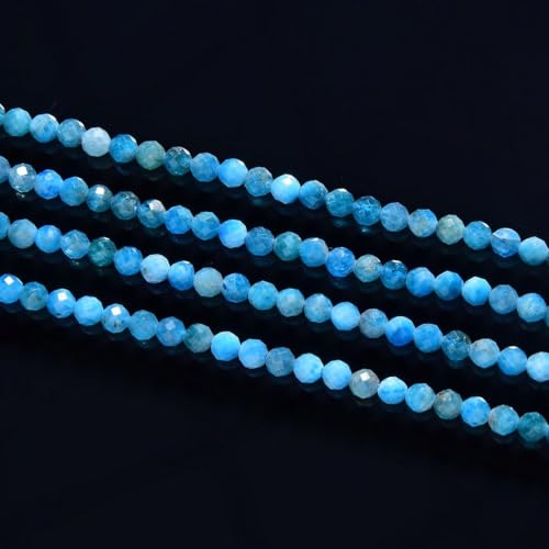 Adabele 15 Inch Natural Blue Apatite Healing Gemstone 3mm (0.12 Inch) Tiny Small Faceted Round Loose Beads Stone Spacer (120-130pcs) for Craft Jewelry Making GK3-6 - color: Blue Apatite, size: 3mm (0.12") - 15 inch/1 strand