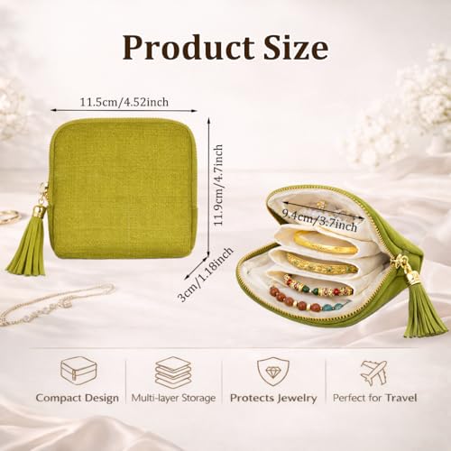 Small Travel Jewelry Pouch for Women, Compact Travel Jewelry Pouch with Layered Storage, Zippered Jewelry Travel Bag for Rings, Earrings, Bracelets, Necklaces (Gem Blue) - color: Gem Blue