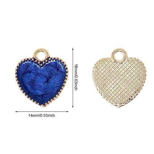 Honbay 40PCS Enamel Alloy Charms Pendant Dainty Cute Love Heart Shaped Pendants Valentine's Day Pendant Bead Charms for Keychains Earrings Bracelets Necklaces Jewelry Making and DIY Crafts - color: Blue