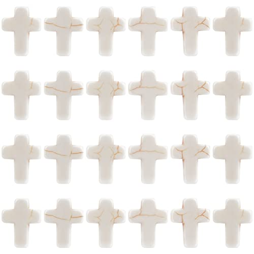 SUNNYCLUE 1 Box 100Pcs White Turquoise Cross Beads Synthetic Turquoise Stone Bead 12x16mm Easter Mini Small Cross Beads for Jewelry Making Charms Beading Supplies DIY Bracelet Necklace Adult - color: 100Pcs 12x16mm White Cross Beads