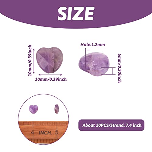 Craftdady Faceted Heart Natural Amethyst Stone Beads Puff Heart Gemstone Loose Beads Energy Healing Crystal Stone 10x10mm for Jewelry Craft Necklace Bracelet Earring Making, 18~20pcs - color: Faceted Heart Amethyst
