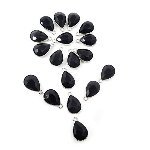 Honbay 20PCS 10x14mm Alloy Glass Crystal Waterdrops Teardrops Charms Pendant for Necklaces, Bracelets, Earrings, Jewelry Making and DIY Crafts - color: Black