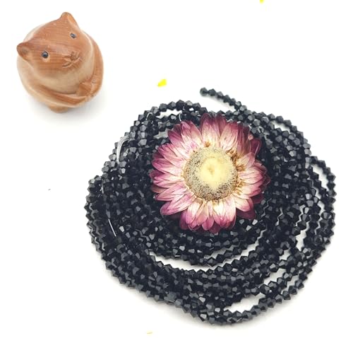 3mm4mm 1100pcs 800pcs Bicone Beads Crystal Glass Faceted Beads for Necklace Bracelet Earrings DIY Jewelry Crafts Making Project (3mm Black AB) - color: 3mm Black AB