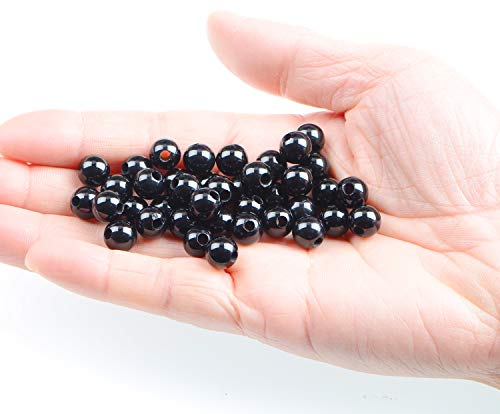 AD Beads Natural Gemstone 8mm Round Loose Beads Big Hole 2.5mm Sized 40pcs (Black Onyx) - color: Black Onyx