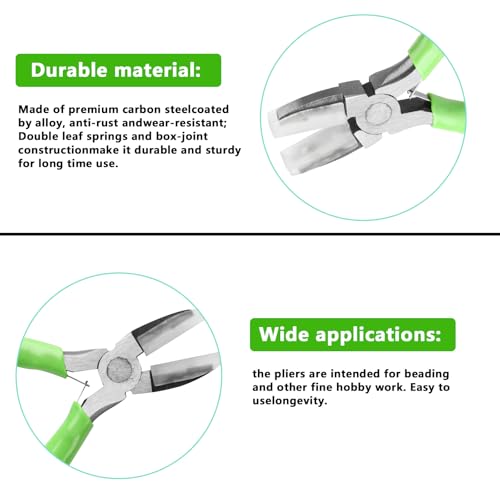 2 pcs Jewelry Pliers Set, Include: 6-Inch 6-Step Bail Making & Nylon Jaw Pliers for Wire Wrapping - style: green