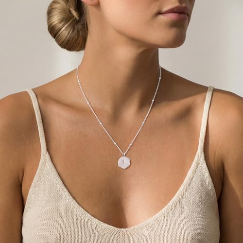 Mothers Day Gifts for Mom Cross Necklace for Women Dainty 14K Gold Plated Cross Coin Necklace Simple Round Disc Pendant Minimalist Cute Charm Everyday Religious Jewelry Gifts - style: bead chain silver
