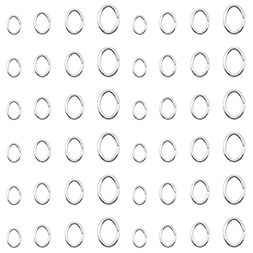 1200pcs Oval Jump Rings Stainless Steel Jump Rings Open Jump Rings Jewelry Jump Rings for Jewelry Making Supplies Earring Bracelet Necklace DIY Craft Making(Silver,4 Sizes) - color: Silver