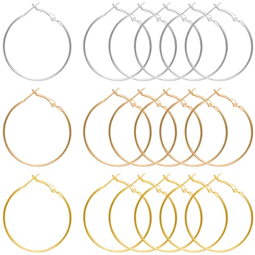 Hoop Earring Findings Stainless Steel Earrings Beading Round Earrings Hypoallergenic Hoop Earrings Open Beading Hoop for Jewelry Making DIY Crafts Art Creation (50mm) - color: 50mm