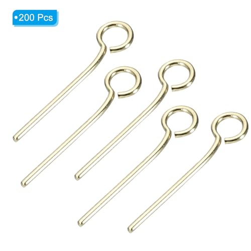 PATIKIL 200Pcs 304 Stainless Steel Jewelry Eye Pins 14mm 22 Gauge Gold Open Eye Pins for Jewelry Making DIY Craft Necklaces Bracelets Earrings - color: Gold, size: 14mm