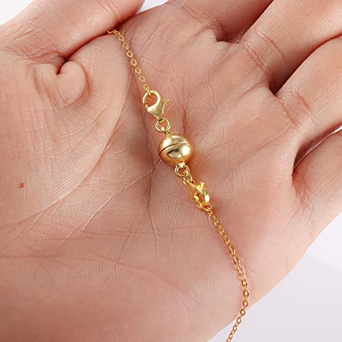 14K Gold Magnetic Necklace Clasps and Closures 925 Sterling Silver Double Lobster Clasp Magnetic Jewelry Clasps for Necklaces - color: A-14K Gold
