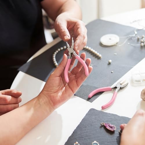 Mudder 2 Pieces Jewelry Making Tool Bail Making Pliers 6 in 1 Jewelry Wire Bending Pliers for Beading Looping Shaping Wire DIY Crafts(Pink) - color: Pink