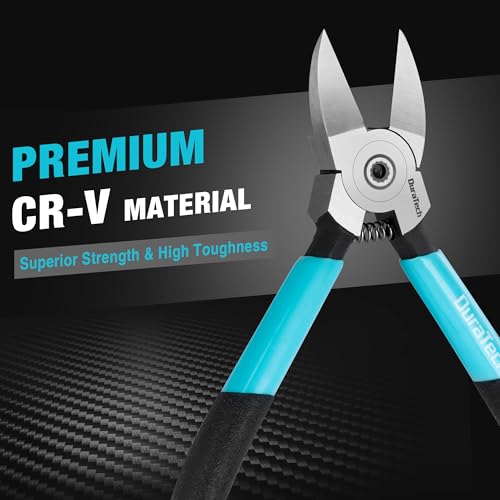 DURATECH 6-Inch Professional Wire Cutters, Flush Cutters with CNC Machined Edges, CR-V Thickened Side Cutters, Ultra-Sharp Flush Cut Pliers for Crafting, Electronics, Zip Ties, and DIY Models