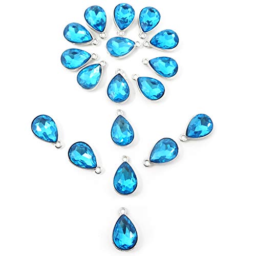 Honbay 20PCS 10x14mm Alloy Glass Crystal Waterdrops Teardrops Charms Pendant for Necklaces, Bracelets, Earrings, Jewelry Making and DIY Crafts - color: Light Blue