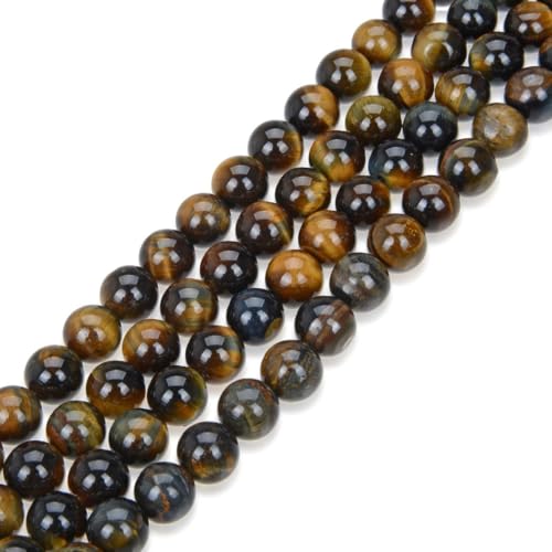 90pcs Adabele Natural Blue Golden Tigers Eye Healing Gemstone 4mm (0.16 Inch) Small Round Beads Gem Stone Spacer for DIY Craft Jewelry Making GS23-4 - color: Golden Blue Tiger Eye Stone, size: 4mm (90pcs/1 Strand)
