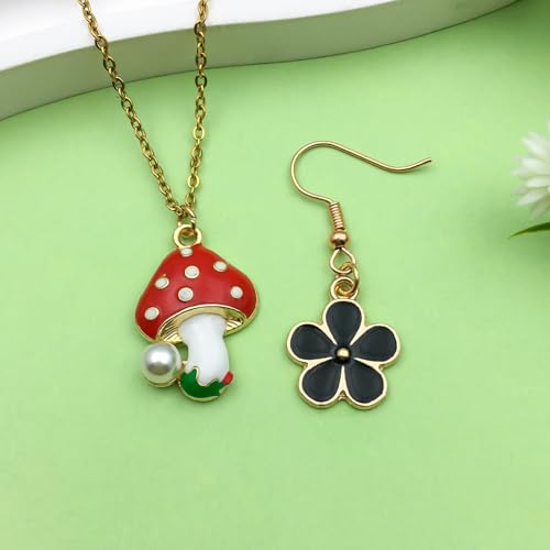Sailanzi 32pcs Alloy enamel butterfly mushroom flower series Pendant Jewelry Making DIY Keychain Earrings Pendant Various Design Charms for Jewelry Making Bracelets Necklace (SN779) - color: SN779