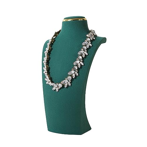 Green necklace display stands for selling, Velvet necklace storage organizer, Necklace mannequin jewelry bust holder for boutique store【Green-Medium height 10.2 inch】 - color: Green, size: Medium