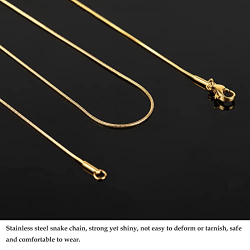 UMAOKANG Gold Plated Snake Chains for Jewelry Making, 10 Pack Stainless Steel Thin Chain Women Necklace DIY Supplies (16 Inch) - color: Gold Snake, size: 16 Inch