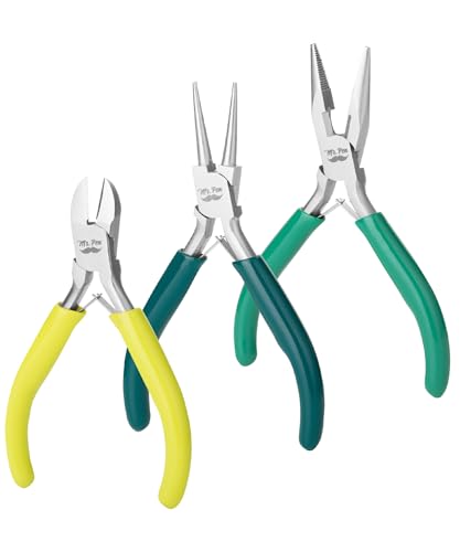 Mr. Pen- Pliers for Jewelry Making, 3 Pack, Chain Nose, Round Nose Pliers Set and Wire Cutter for Beading, Wire Wrapping, Jump Rings, Jewelry Repair, Crafting, DIY - color: Shades of Green