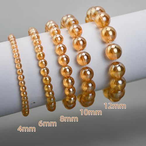 476PCS Round Crystal Glass Beads for Jewelry Making(Champagne Golden), Glass Spacer Loose Beads for Crafts Bracelets Necklaces Charms Pendants 4/6/8/10/12mm - color: Round Glass Beads: Champagne Golden