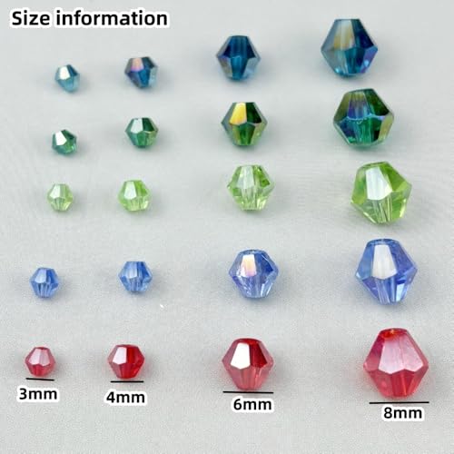 500pcs 4mm Bicone Crystal Glass Beads Faceted Bicone Crystal Beads Bulk Glass Spacer Beads for Bracelets Necklace Pendants Earrings DIY Jewelry Craft Making(Red AB) - color: Red AB, size: 4mm
