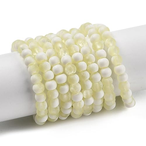KISSITTY 50pcs Matte Beads Gradient Color Glass Frosted Crystal 4mm Rondelle Light Goldenrod Yellow Center Drilled Loose Craft Beads for Jewelry Making Earring Bracelet Necklace DIY Crafts - color: Light Goldenrod Yellow