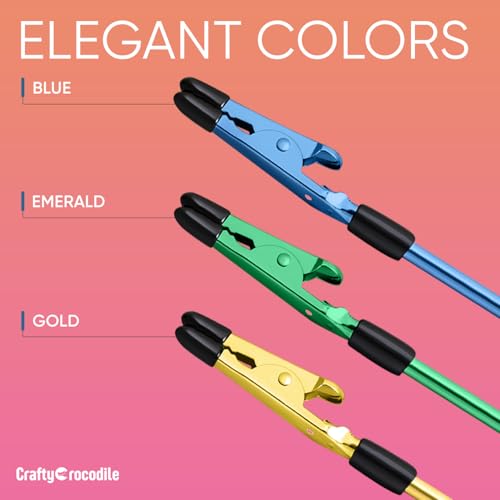 CraftyCrocodile Set of 3 Bracelet Helper Tool - Fastener Tool for Bracelet, Necklace, Jewelry, Watch - Сlip, Clasp Helper - Easy to Put on Yourself, Portable, Made of Metal, Blue, Emerald, Gold - color: Blue, Emerald, Gold
